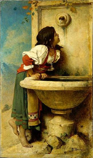 Leon Joseph Florentin Bonnat Roman Girl at a Fountain Spain oil painting art